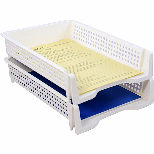 Business Source Stackable Letter Tray Stackable, Front Loading - Black - Plastic - 1 Each (BSN42570)