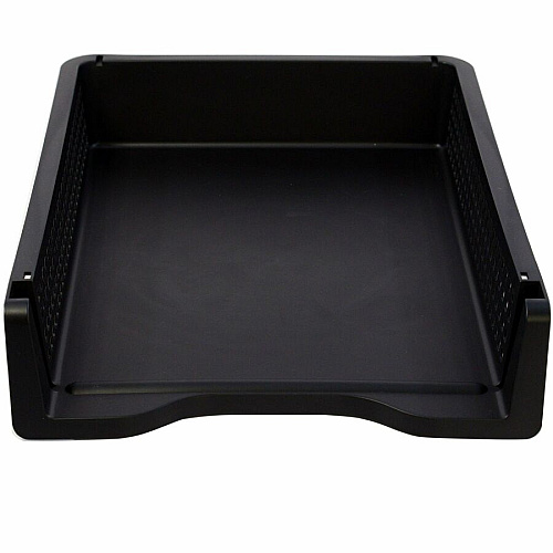 Business Source Stackable Letter Tray Stackable, Front Loading - Black - Plastic - 1 Each (BSN42571)