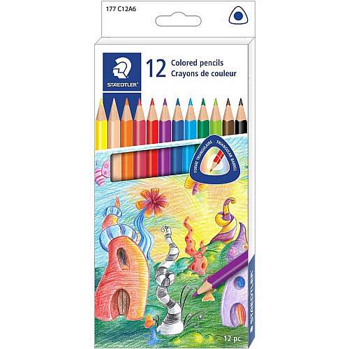 Staedtler Triangular Colored Pencils 2HB - 12 / Pack (177C12)