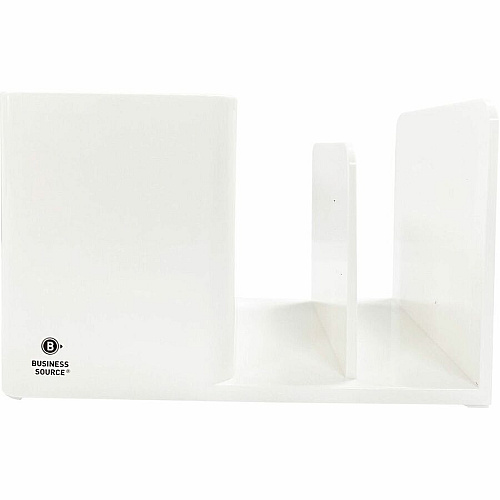 Business Source Multifunctional Pen Cup Organizer 2 Compartment(s) - 3.80" Height x 6.10" Width x 4.70" Depth - Durable - White - ABS Plastic - 1 Each (BSN11881)