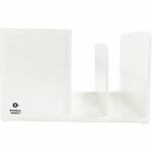 Business Source Multifunctional Pen Cup Organizer 2 Compartment(s) - 3.80" Height x 6.10" Width x 4.70" Depth - Durable - White - ABS Plastic - 1 Each (BSN11881)