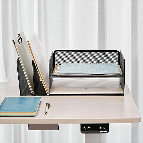 Lorell 4-Tier File Organizer 4 Tier(s) - Horizontal/Vertical - Desktop - Black - Steel Mesh - 1 Each (LLR95281)