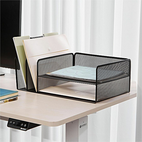 Lorell 4-Tier File Organizer 4 Tier(s) - Horizontal/Vertical - Desktop - Black - Steel Mesh - 1 Each (LLR95281)
