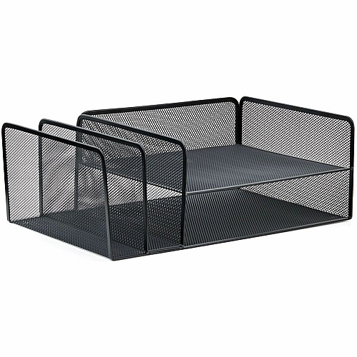 Lorell 4-Tier File Organizer 4 Tier(s) - Horizontal/Vertical - Desktop - Black - Steel Mesh - 1 Each (LLR95281)