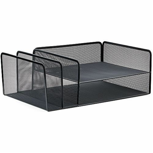 Lorell 4-Tier File Organizer 4 Tier(s) - Horizontal/Vertical - Desktop - Black - Steel Mesh - 1 Each (LLR95281)