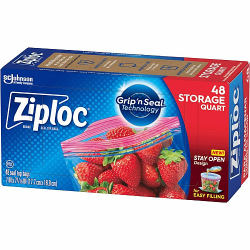 Ziploc&reg; Stand-Up Storage Bags Blue - Kitchen - 48/Box - 9 / Carton (351317CT)