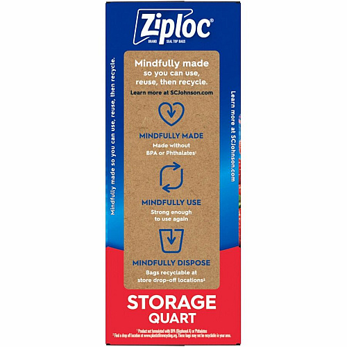 Ziploc&reg; Stand-Up Storage Bags Blue - Kitchen - 48/Box - 9 / Carton (351317CT)