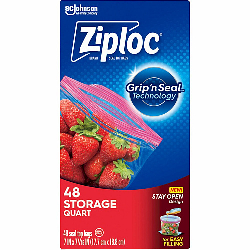 Ziploc&reg; Stand-Up Storage Bags Blue - Kitchen - 48/Box - 9 / Carton (351317CT)