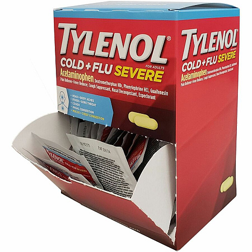 Tylenol Cold & Flu Severe Single-Dose Packets For Tylenol Cold, Flu, Fever, Body Ache, Pain, Headache, Sore Throat, Nasal Congestion, Cough - 2/Packet - 30 / Box (64568)