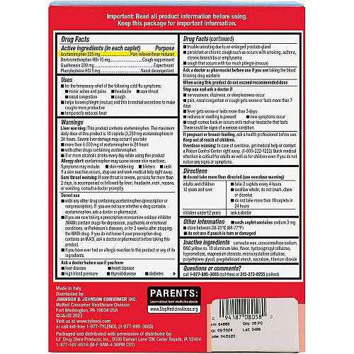 Tylenol Cold & Flu Severe Single-Dose Packets For Tylenol Cold, Flu, Fever, Body Ache, Pain, Headache, Sore Throat, Nasal Congestion, Cough - 2/Packet - 30 / Box (64568)