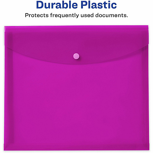 Avery Letter, A4 Recycled Filing Envelope 450 Sheets Capacity - Plastic, Polypropylene - Black, Aqua, Sage, Plum - 0% Recycled - 4 / Pack (73556)