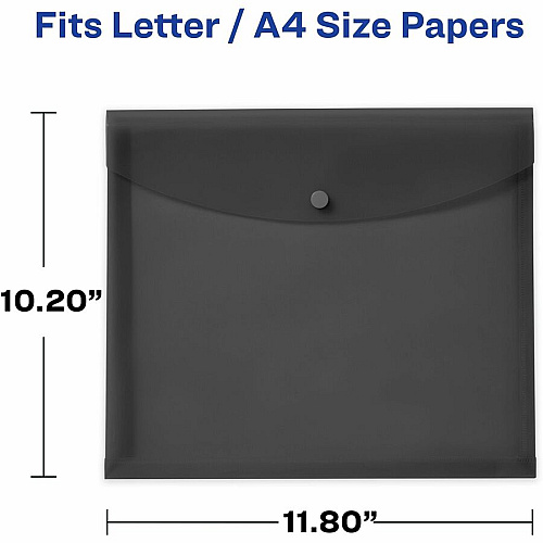 Avery Letter, A4 Recycled Filing Envelope 450 Sheets Capacity - Plastic, Polypropylene - Black, Aqua, Sage, Plum - 0% Recycled - 4 / Pack (73556)