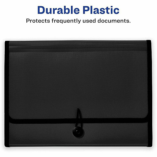 Avery Letter, A4 Expanding File 425 Sheets Capacity - 13 Pocket(s) - Polypropylene, Plastic, Fabric - Black - 0% Recycled - 1 Each (73553)