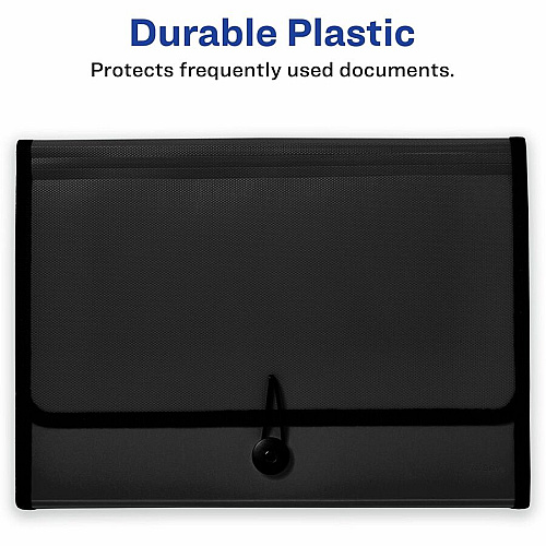 Avery Letter, A4 Expanding File 425 Sheets Capacity - 13 Pocket(s) - Polypropylene, Plastic, Fabric - Black - 0% Recycled - 1 Each (73553)