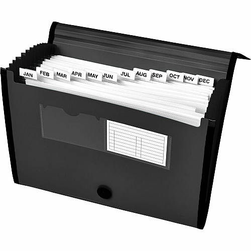Avery Letter, A4 Expanding File 425 Sheets Capacity - 13 Pocket(s) - Polypropylene, Plastic, Fabric - Black - 0% Recycled - 1 Each (73553)