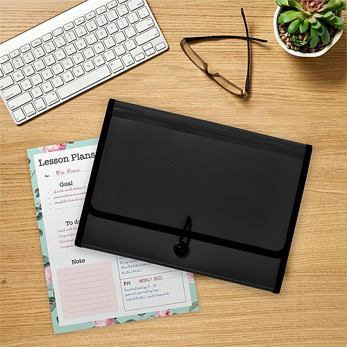 Avery Letter, A4 Expanding File 425 Sheets Capacity - 13 Pocket(s) - Polypropylene, Plastic, Fabric - Black - 0% Recycled - 1 Each (73553)