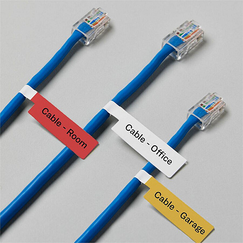 Avery Cable Labels, P-Style, 1.02" x 3.3" , 300 Total Waterproof - 1 1/64" Width x 3 19/64" Length - Permanent Adhesive - P-shaped - Laser, Inkjet - White - Film - Durable, Uncoated, Chlorine-free, PVC-free, Tear Resistant, Print-to-the Edge, Writ (61540)