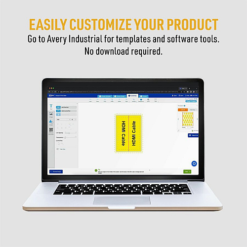 Avery Cable Labels, P-Style, 1.02" x 3.3" , 300 Total Waterproof - 1 1/64" Width x 3 19/64" Length - Permanent Adhesive - P-shaped - Laser, Inkjet - White - Film - Durable, Uncoated, Chlorine-free, PVC-free, Tear Resistant, Print-to-the Edge, Writ (61540)