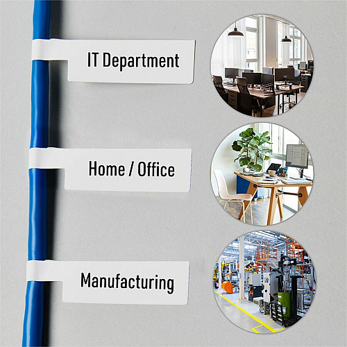 Avery Cable Labels, P-Style, 1.02" x 3.3" , 300 Total Waterproof - 1 1/64" Width x 3 19/64" Length - Permanent Adhesive - P-shaped - Laser, Inkjet - White - Film - Durable, Uncoated, Chlorine-free, PVC-free, Tear Resistant, Print-to-the Edge, Writ (61540)