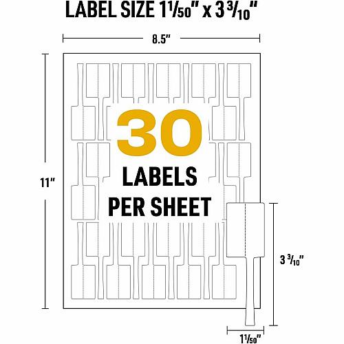 Avery Cable Labels, P-Style, 1.02" x 3.3" , 300 Total Waterproof - 1 1/64" Width x 3 19/64" Length - Permanent Adhesive - P-shaped - Laser, Inkjet - White - Film - Durable, Uncoated, Chlorine-free, PVC-free, Tear Resistant, Print-to-the Edge, Writ (61540)