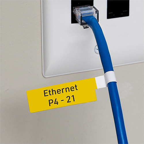 Avery Cable Labels, P-Style, 1.02" x 3.3" , 300 Total Waterproof - 1 1/64" Width x 3 19/64" Length - Permanent Adhesive - P-shaped - Laser, Inkjet - White - Film - Durable, Uncoated, Chlorine-free, PVC-free, Tear Resistant, Print-to-the Edge, Writ (61540)
