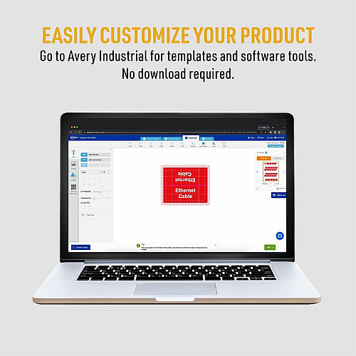 Avery Cable Labels, T-Style, 1.25" x 2" , 300 Total Waterproof - 1 1/4" Width x 2" Length - Permanent Adhesive - T-shaped - Inkjet, Laser - White - Film - Durable, Uncoated, Chlorine-free, PVC-free, Tear Resistant, Print-to-the Edge, Write-on Labe (61539)