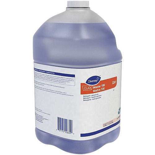 Diversey Clax Master 100 22A1 For Fabric, Industry, Home - Concentrate - Liquid - 125.1 fl oz (3.9 quart) - 7 pH - Kosher, Odorless, Heavy Duty, Phosphate-free - Clear Blue (95751559)
