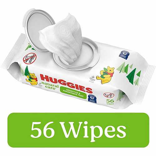 Huggies Natural Care Sensitive Baby Wipes 6.60" Width x 7.70" Length - White - 56 Wipes/Soft Pack - 1 Each (31803)