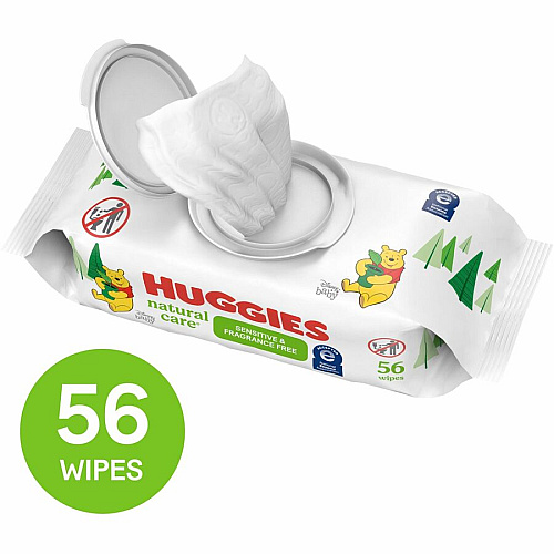 Huggies Natural Care Sensitive Baby Wipes 6.60" Width x 7.70" Length - White - 56 Wipes/Soft Pack - 1 Each (31803)