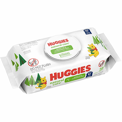 Huggies Natural Care Sensitive Baby Wipes 6.60" Width x 7.70" Length - White - 56 Wipes/Soft Pack - 1 Each (31803)