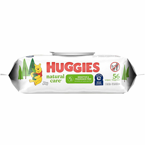 Huggies Natural Care Sensitive Baby Wipes 6.60" Width x 7.70" Length - White - 56 Wipes/Soft Pack - 1 Each (31803)