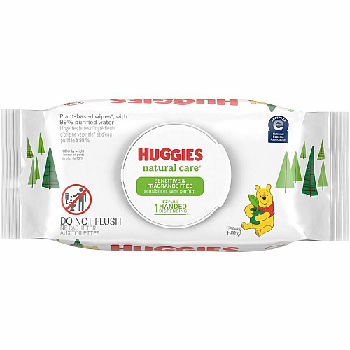 Huggies Natural Care Sensitive Baby Wipes 6.60" Width x 7.70" Length - White - 56 Wipes/Soft Pack - 1 Each (31803)