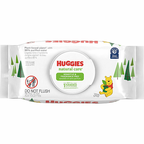 Huggies Natural Care Sensitive Baby Wipes 6.60" Width x 7.70" Length - White - 56 Wipes/Soft Pack - 1 Each (31803)