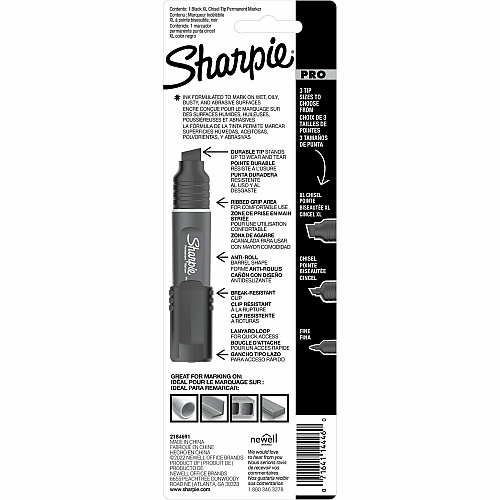 Sharpie PRO Permanent Markers Broad Chisel, Medium, Fine Marker Point - Black Ink - 1 / Pack (2178493)