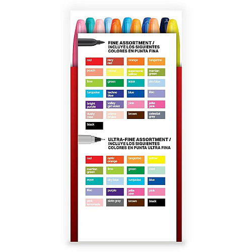 Sharpie Ultimate Collection Permanent Markers Fine, Ultra Fine Marker Point - Assorted Ink - 45 / Box (2199818)