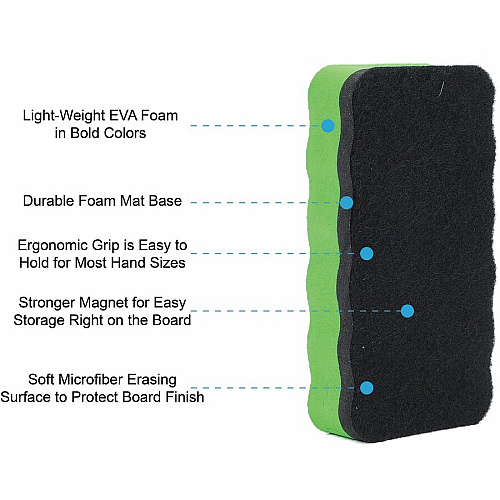 Sparco Magnetic Whiteboard Erasers Magnetic - Assorted - EVA Foam - 12 / Box (70210)