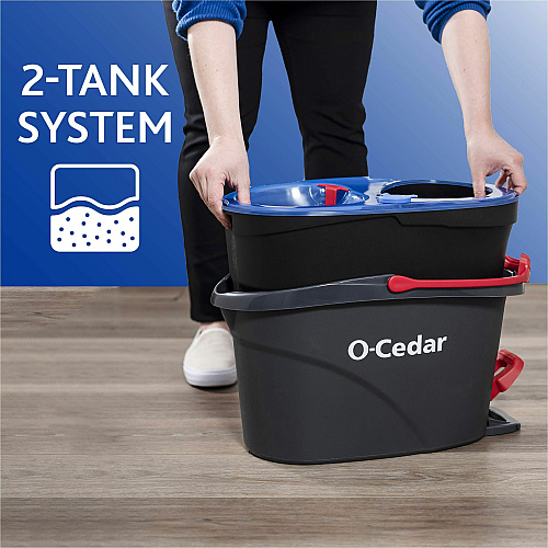 O-Cedar EasyWring RinseClean Spin Mop MicroFiber Head - Washable, Reusable, Machine Washable, Refillable, Telescopic Handle - Multi - 1 Each (168534)