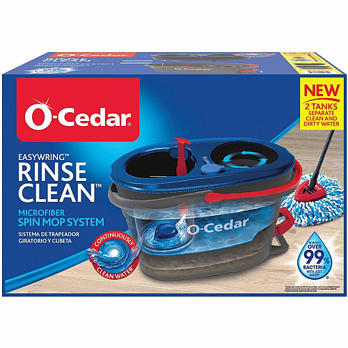 O-Cedar EasyWring RinseClean Spin Mop MicroFiber Head - Washable, Reusable, Machine Washable, Refillable, Telescopic Handle - Multi - 1 Each (168534)