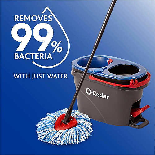 O-Cedar EasyWring RinseClean Spin Mop MicroFiber Head - Washable, Reusable, Machine Washable, Refillable, Telescopic Handle - Multi - 1 Each (168534)