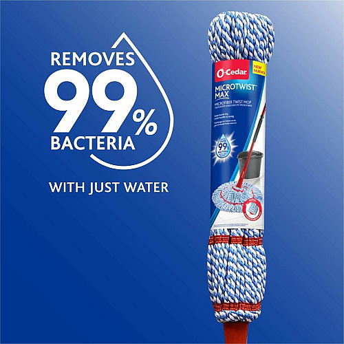 O-Cedar MicroTwist MAX Microfiber Mop MicroFiber Head - Absorbent, Reusable, Machine Washable, Easy to Use, Comfortable Grip, Refillable - Multi - 1 Each (170630)