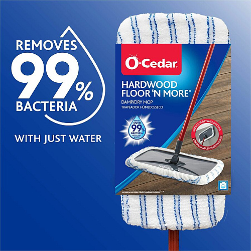 O-Cedar Hardwood Floor 'N More Microfiber Mop MicroFiber Head - Reusable, Scrubber Strip, Machine Washable - Multi - 1 Each (168120)