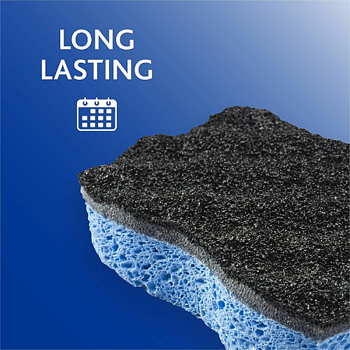 O-Cedar Scrunge Heavy-Duty Scrub Sponge 4.2" Width x 2.6" Depth x 7.5" Length - 2 / Pack - Cellulose - Multi, Blue, Black (148377)
