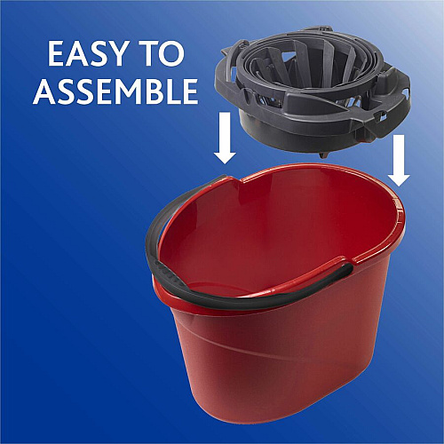 O-Cedar QuickWring Bucket 2.50 gal - Handle, Wringer - Red, Gray - 1 Each (164196)