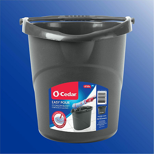 O-Cedar Easy Pour Bucket 3 gal - Splash Resistant, Durable, Handle - Plastic - Gray - 1 Each (152592)