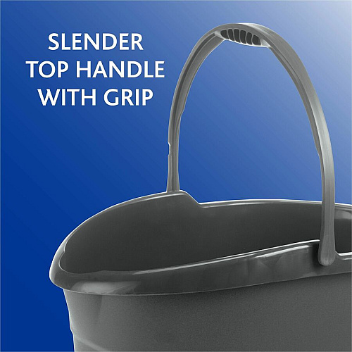 O-Cedar Easy Pour Bucket 3 gal - Splash Resistant, Durable, Handle - Plastic - Gray - 1 Each (152592)