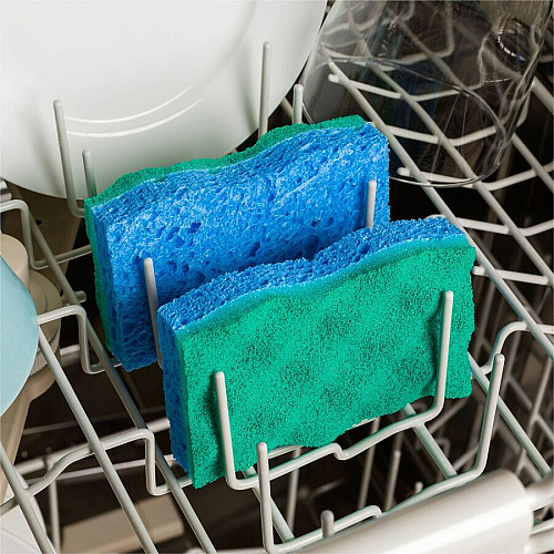 O-Cedar Scrunge Non-Scratch Scrub Sponge 4.2" Width x 2.6" Depth x 4.2" Length - 2 / Pack - Cellulose, Synthetic Fiber - Multi, Blue, Green (169431)