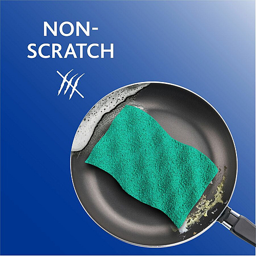 O-Cedar Scrunge Non-Scratch Scrub Sponge 4.2" Width x 2.6" Depth x 4.2" Length - 2 / Pack - Cellulose, Synthetic Fiber - Multi, Blue, Green (169431)