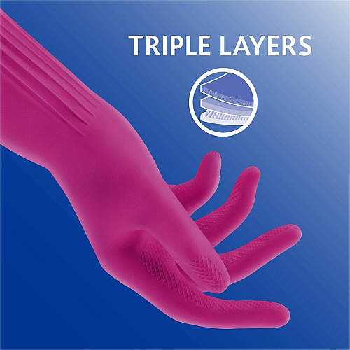 O-Cedar Playtex Living Gloves 14" Glove Length - Chemical, Bacteria Protection - Medium Size - Latex, Neoprene, Nitrile - Pink - Anti-microbial, Reusable, Durable, Comfortable, Odor Resistant, Textured Palm, Textured Fingertip - For Household, Cl (166119)