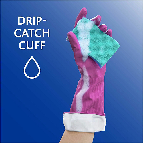 O-Cedar Playtex Living Gloves 14" Glove Length - Chemical, Bacteria Protection - Medium Size - Latex, Neoprene, Nitrile - Pink - Anti-microbial, Reusable, Durable, Comfortable, Odor Resistant, Textured Palm, Textured Fingertip - For Household, Cl (166119)