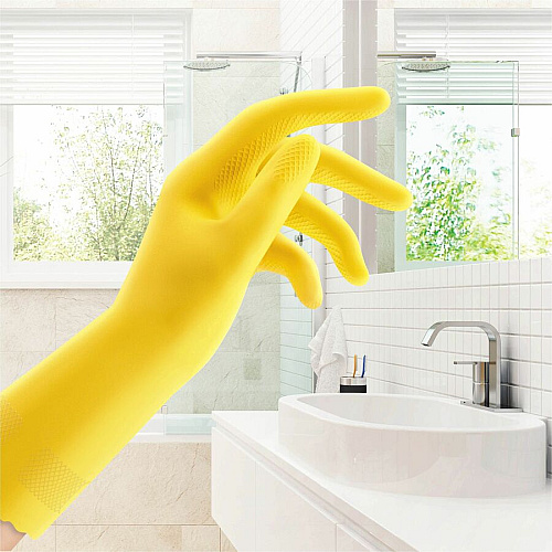 O-Cedar Playtex Handsaver Gloves Hot Water, Chemical Protection - Small Size - Latex, Nitrile, Neoprene - Yellow - Long Lasting, Durable, Anti-microbial, Odor Resistant, Comfortable, Textured Fingertip, Textured Palm, Reusable - For Household - 2 (163677)